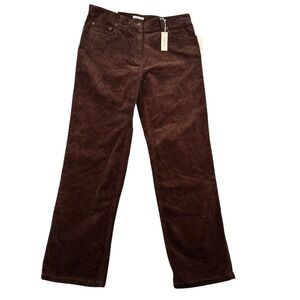 NWT Jones NY Brown Corduroy Straight Leg Stretch Jean Pants 12 High Rise Classic